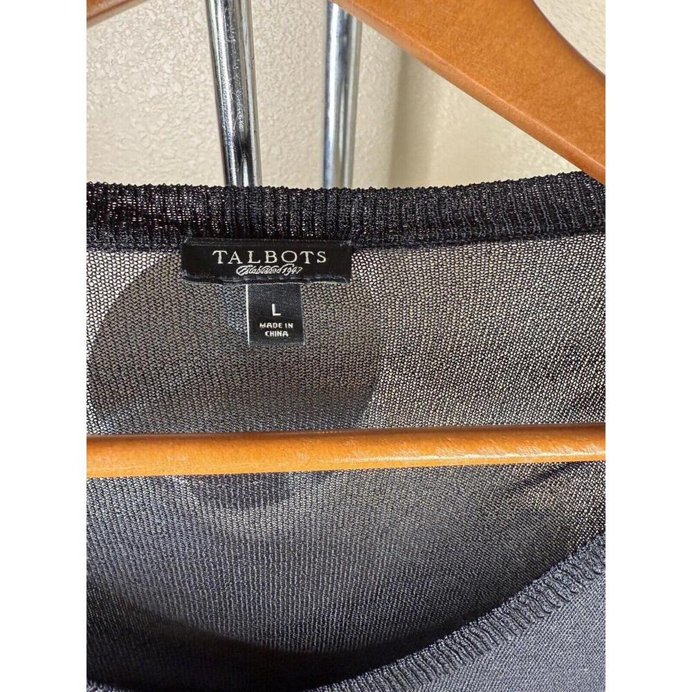 Talbots 3/4 Sleeve Button Down Women  Size L Cardigan Layered /‎ Ruffle front - Picture 6 of 9